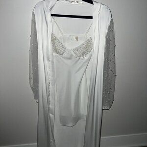 Luxurious White Chemise with Pearl Details